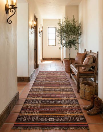 4' 3 x 10' 1 Hand Woven Kilim Fars Wool Runner Rug