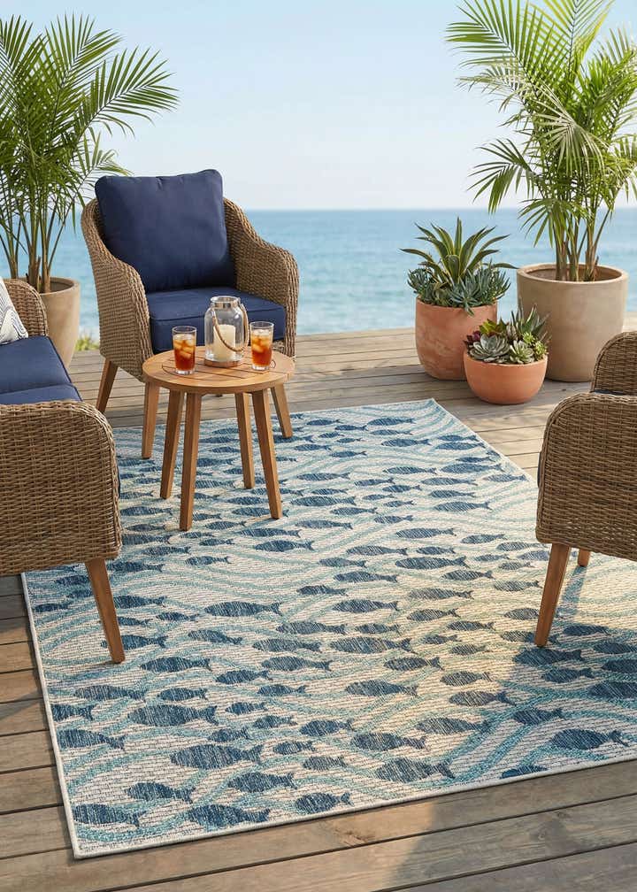 4' 1 x 6' 1 Easy-Clean Coastal Indoor / Outdoor Rug