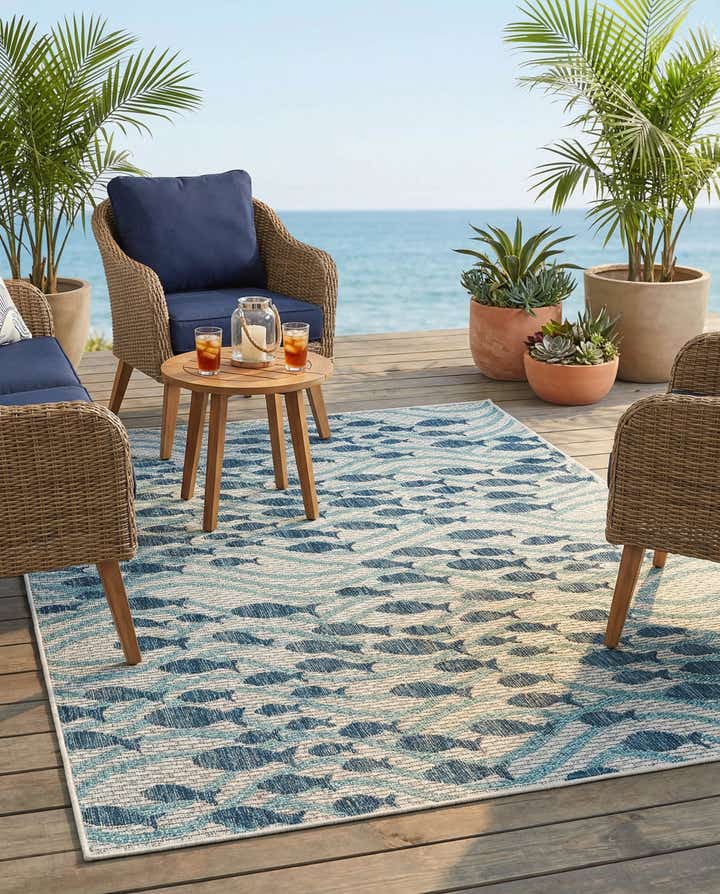 4' 1 x 6' 1 Easy-Clean Coastal Indoor / Outdoor Rug