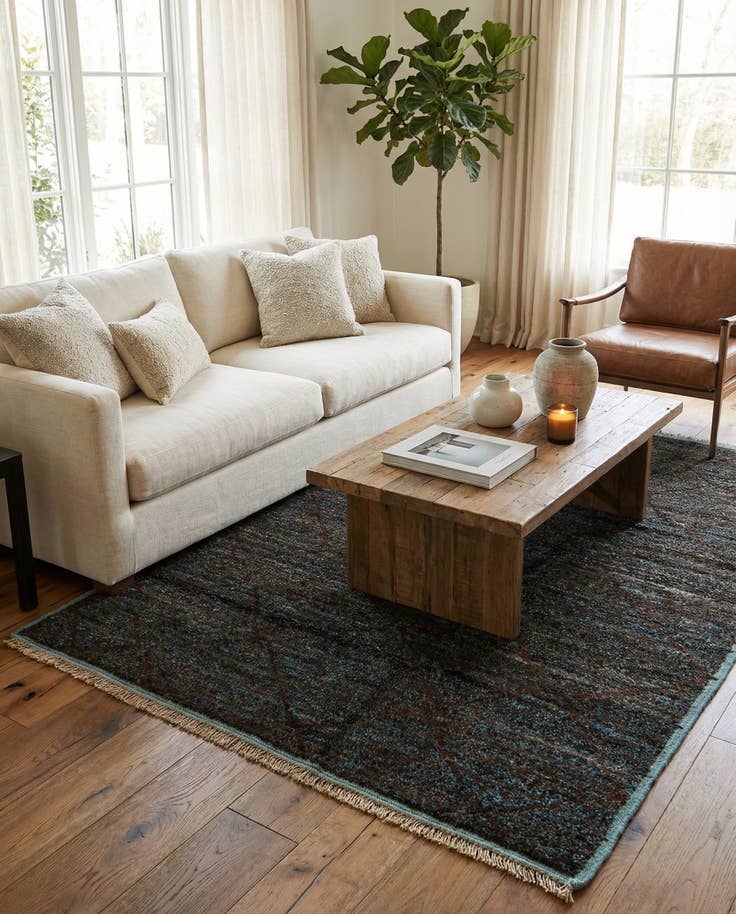 Detail image of 6' 1 x 8' 11 Hand Knotted Moroccan Wool Rug