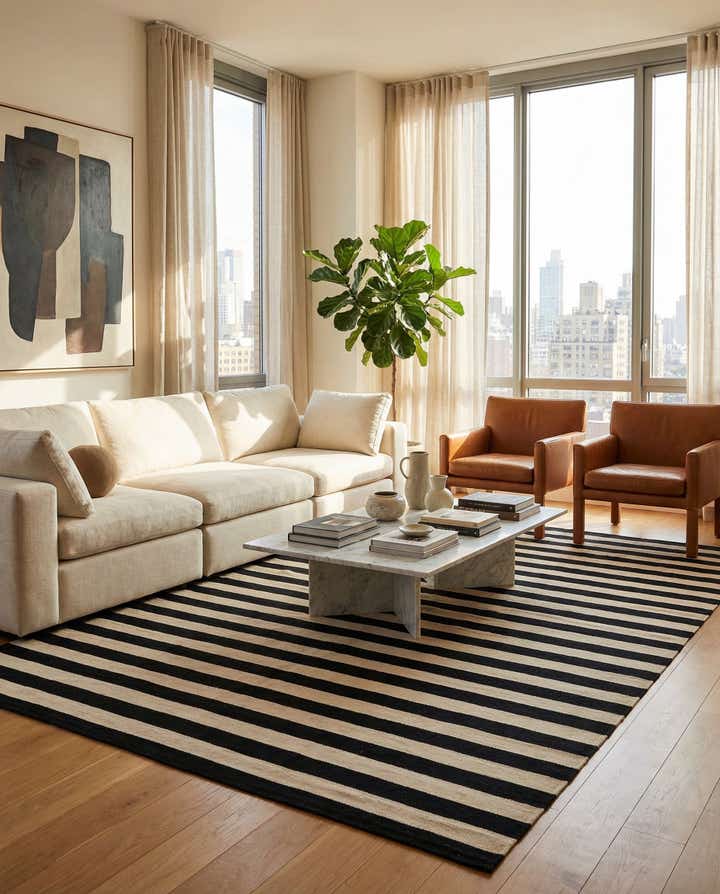 6' 9 x 9' 8 Hand Woven Kilim Modern Wool Rug