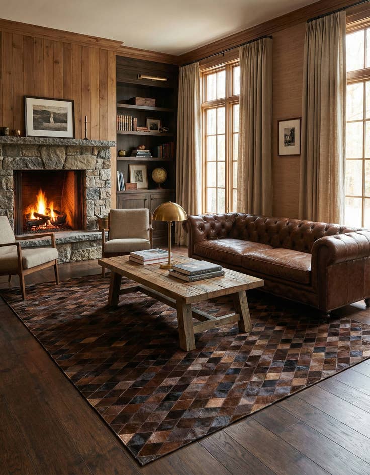 Detail image of 8' 1 x 10' 2 Cowhide Stocks Rug