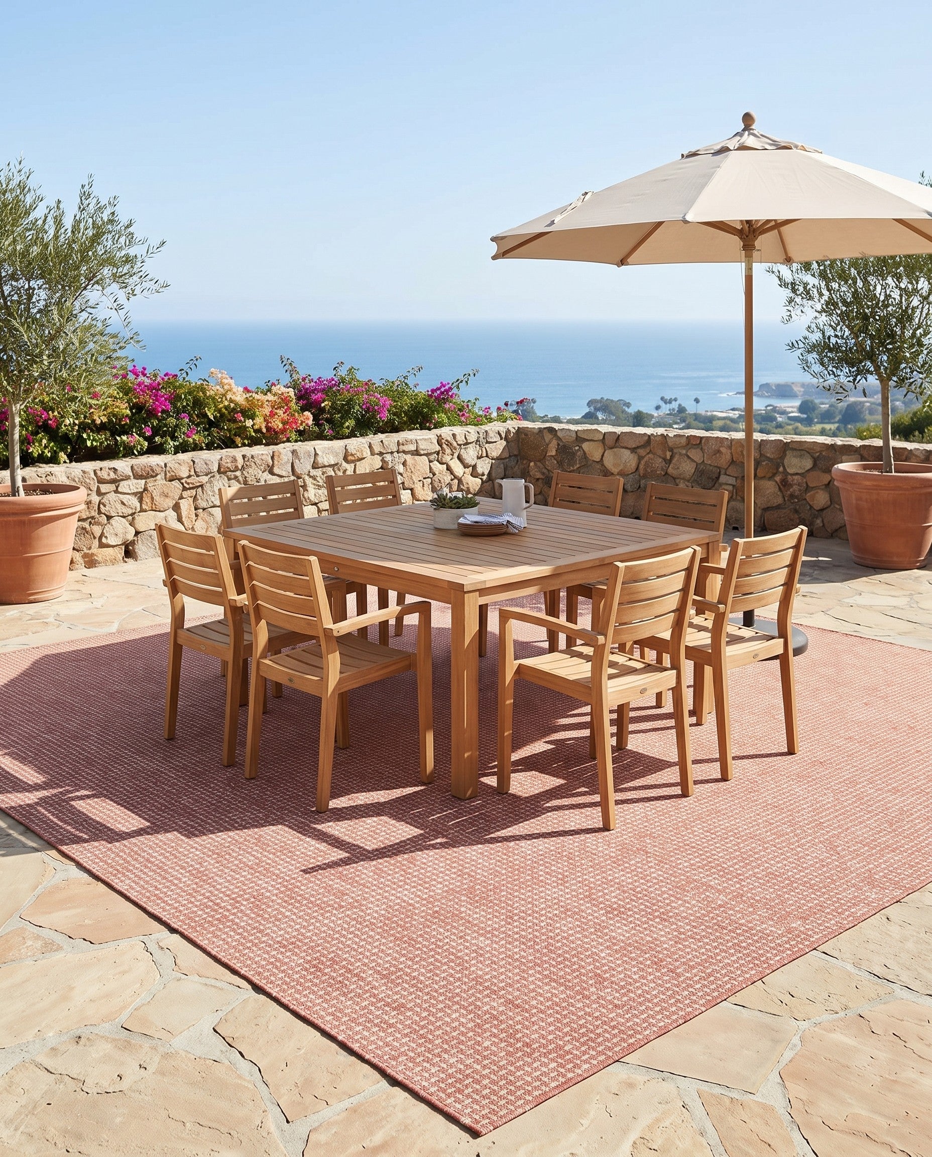 13' x 13' Easy-Clean Checkered Indoor / Outdoor Square Rug