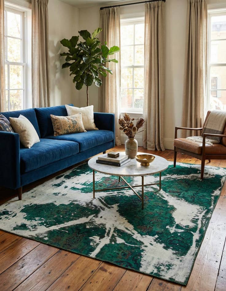 Detail image of 5' 10 x 7'  Hand Knotted Ultra Vintage Persian Wool Square Rug