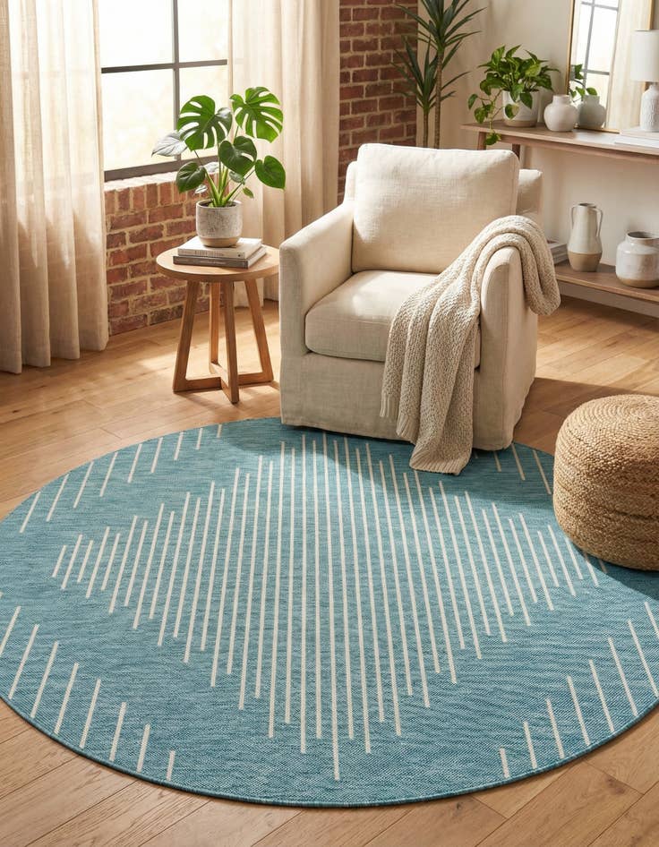 Detail image of  6' x 6'  Washable Modern Indoor / Outdoor Round Rug