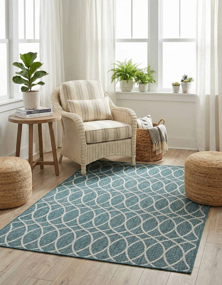 Detail image of 4' x 6'  Washable Trellis Indoor / Outdoor Rug