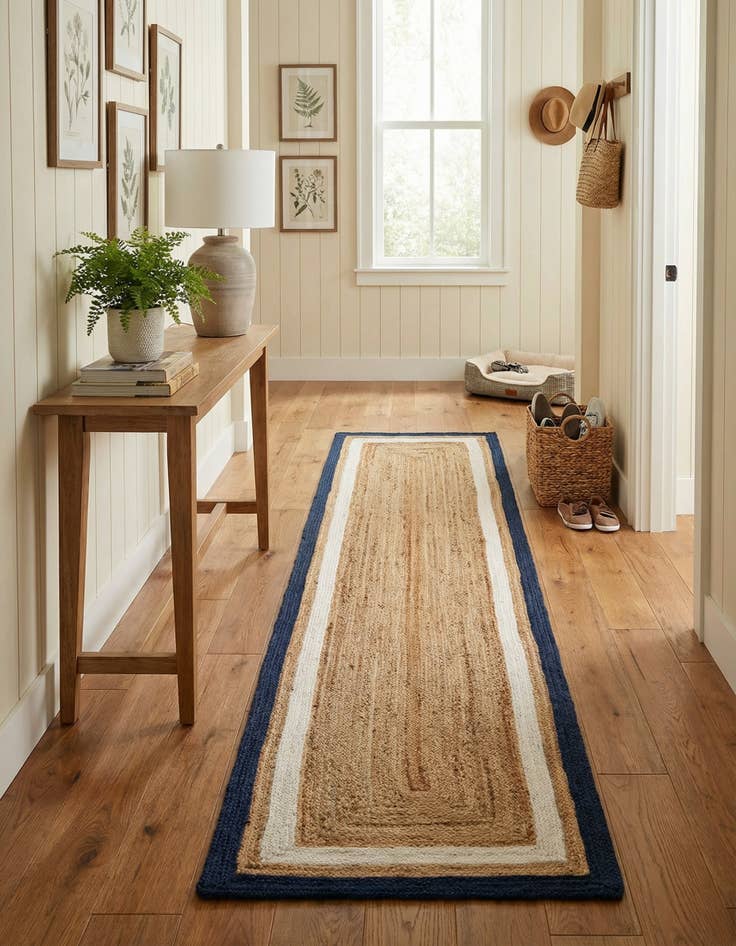 Detail image of 2' 7 x 12'  Hand Braided Jute Runner Rug