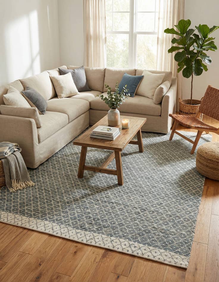 Detail image of  10' x 14' 1  Hand Woven Chindi Trellis Rug