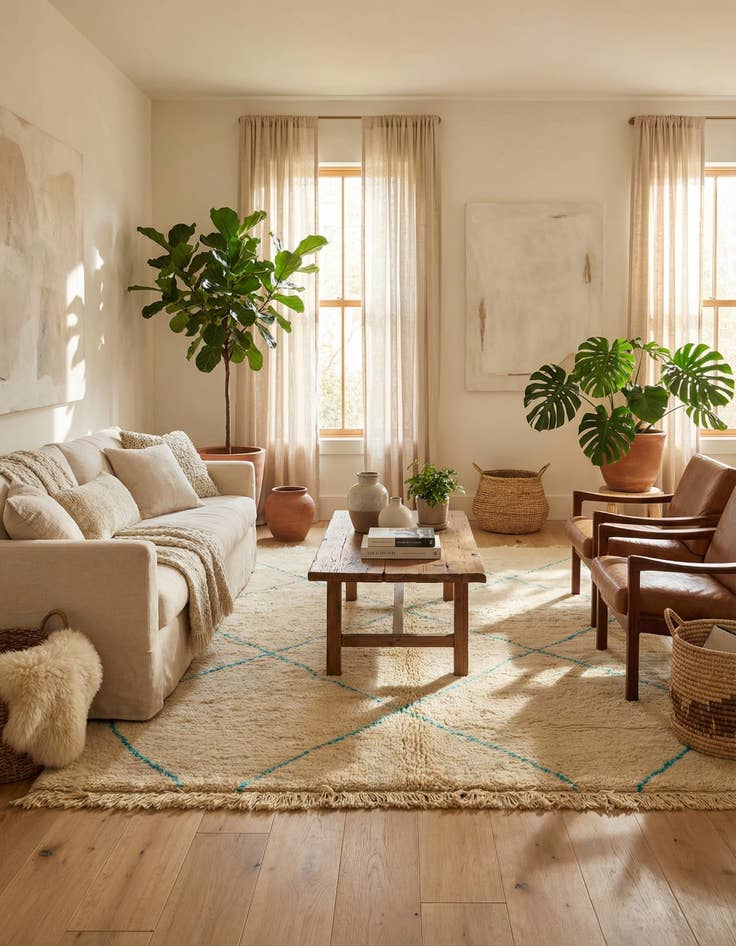 Detail image of  6' 5 x 9' 4  Hand Knotted Moroccan Wool Rug