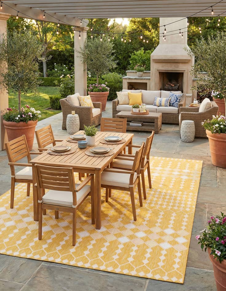 Detail image of  10' x 14'  Washable Lattice Indoor / Outdoor Rug