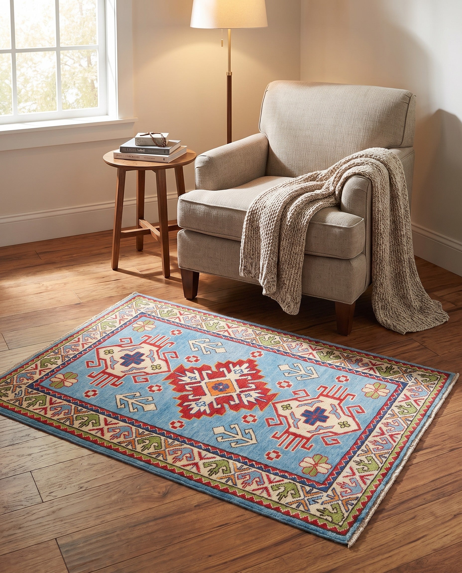 3' 3 x 4' 8 Hand Knotted Kazak Rug
