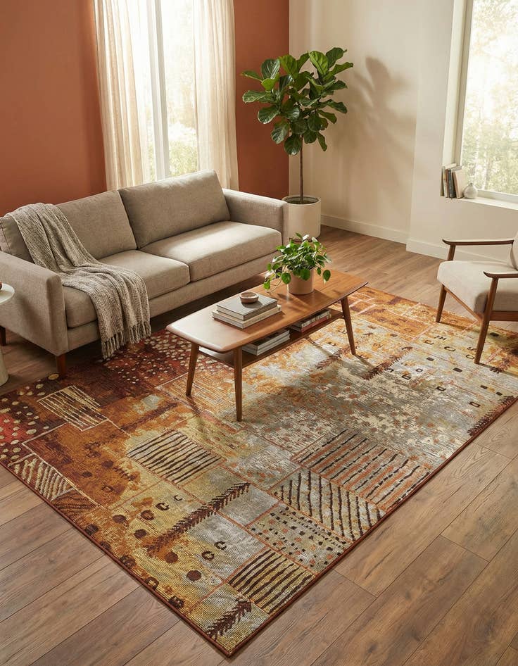 Detail image of 4' x 6'  Washable Modern Indoor / Outdoor Rug