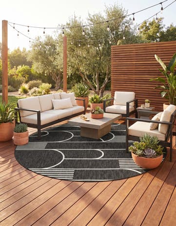 12' x 12' Easy-Clean Modern Indoor / Outdoor Round Rug