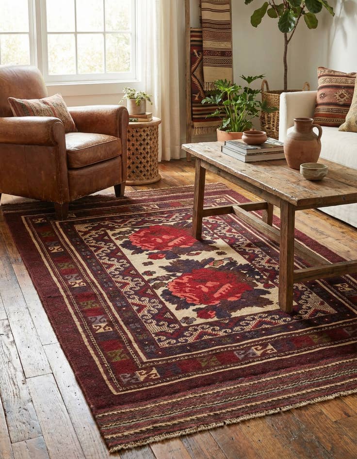 Detail image of 3' 10 x 6' 8  Hand Knotted Sumak Wool Rug