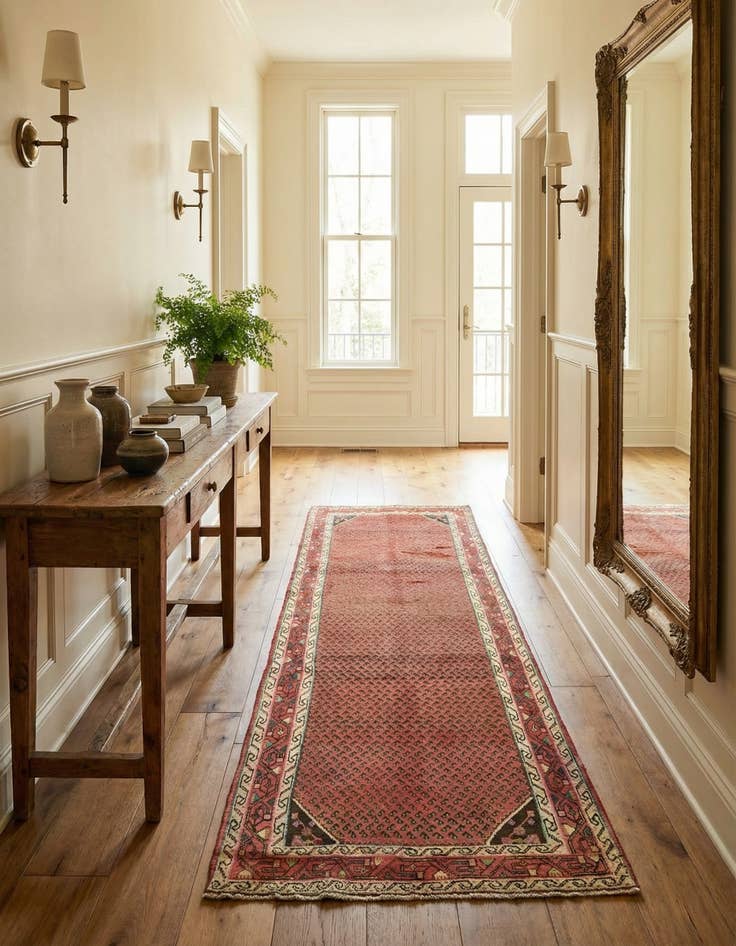 Detail image of  3' 7 x 9' 10  Hand Knotted Koliaei Persian Wool Runner Rug