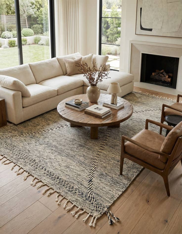 Detail image of 6' 7 x 10' 9  Hand Knotted Moroccan Wool Rug