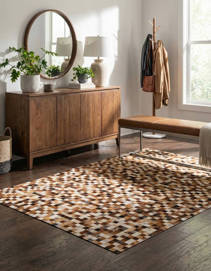 Detail image of 5' x 7' 11 Cowhide Stocks Rug