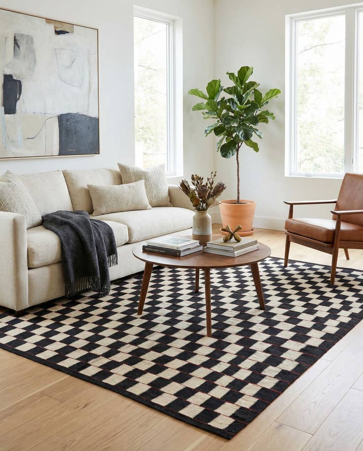 Detail image of 5' 2 x 6' 3 Hand Woven Kilim Modern Wool Rug