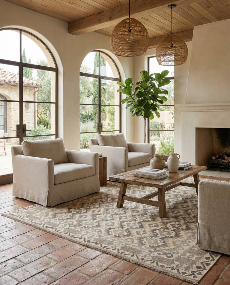 Detail image of 6' 11 x 9' 11 Hand Woven Kilim Maymana Wool Rug