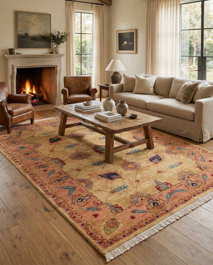 Detail image of 5' 2 x 7' 4 Hand Knotted Ziegler Wool Rug