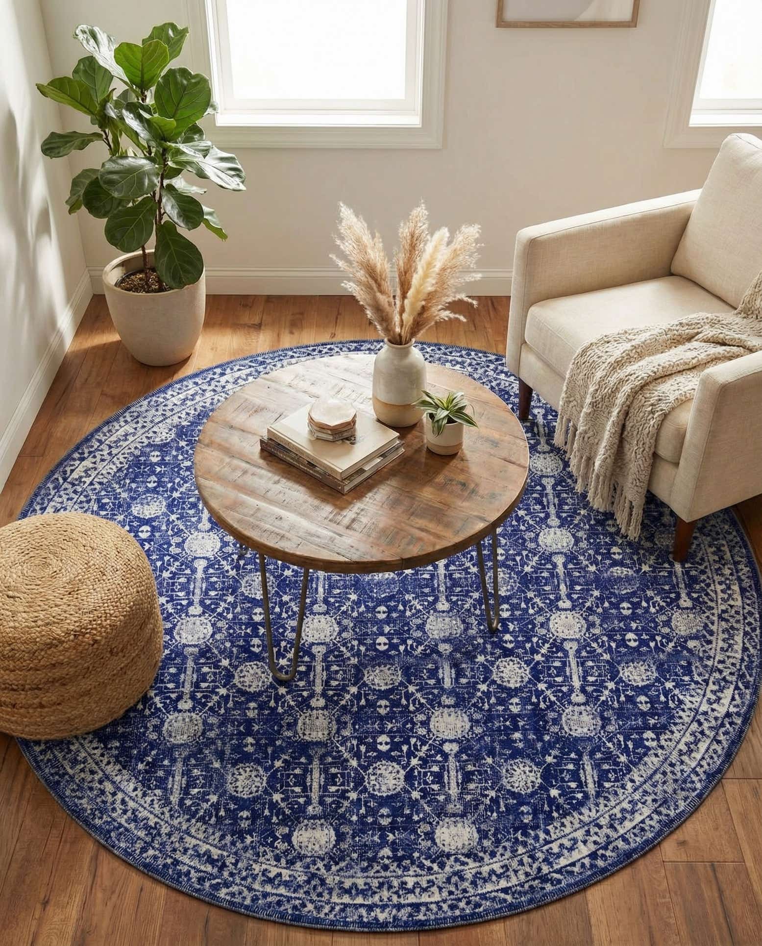 7' 6 x 7' 6 Washable Timeless Round Rug