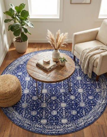 7' 6 x 7' 6 Washable Timeless Round Rug