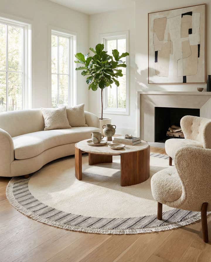 6' 6 x 6' 6 Hand Knotted Darya Wool Round Rug