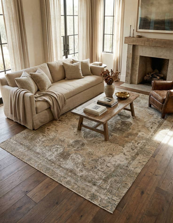 Detail image of 6' 5 x 10' 10  Hand Knotted Ultra Vintage Persian Wool Rug