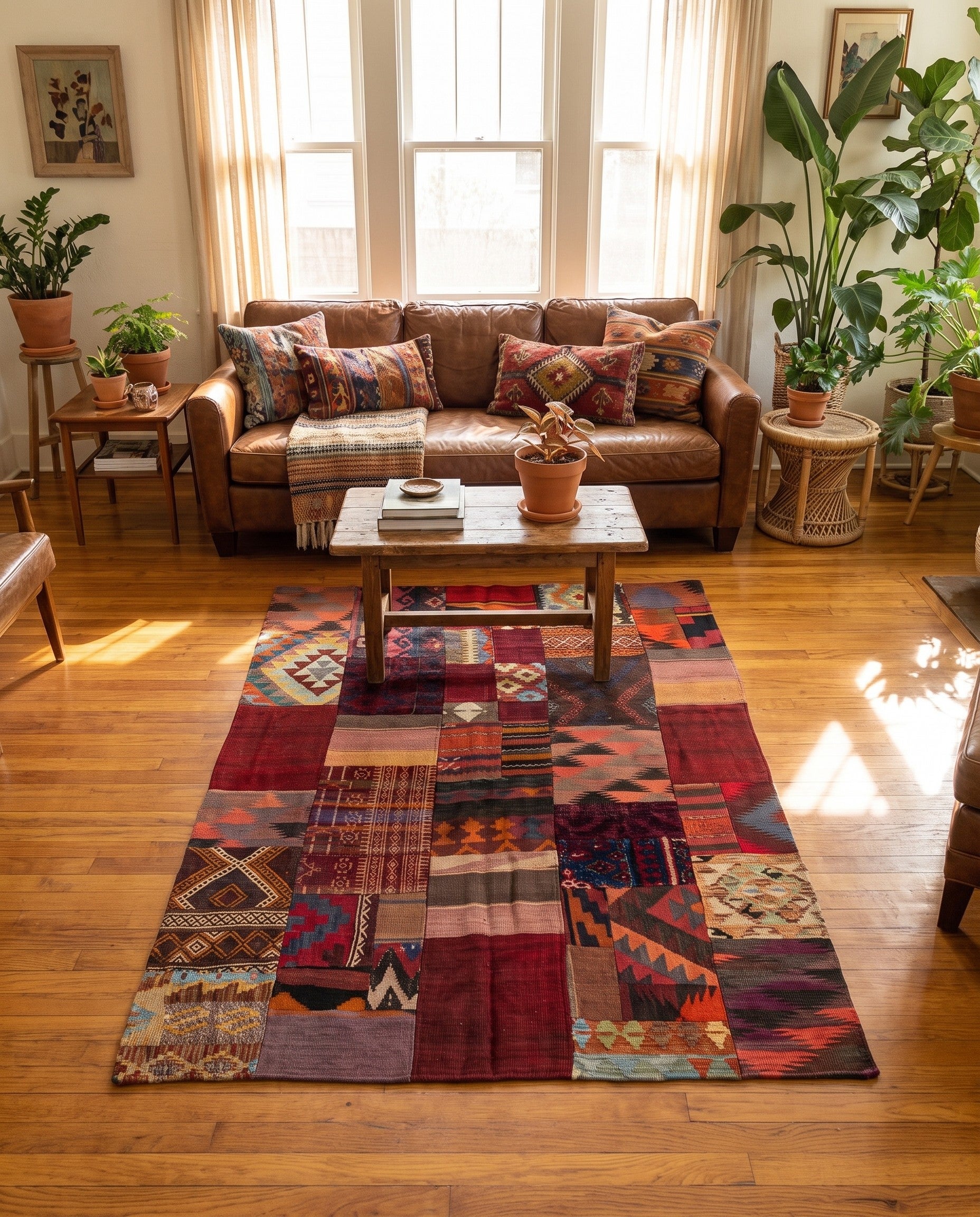 4' x 5' 9 Hand Woven Kilim Patchwork Wool Rug