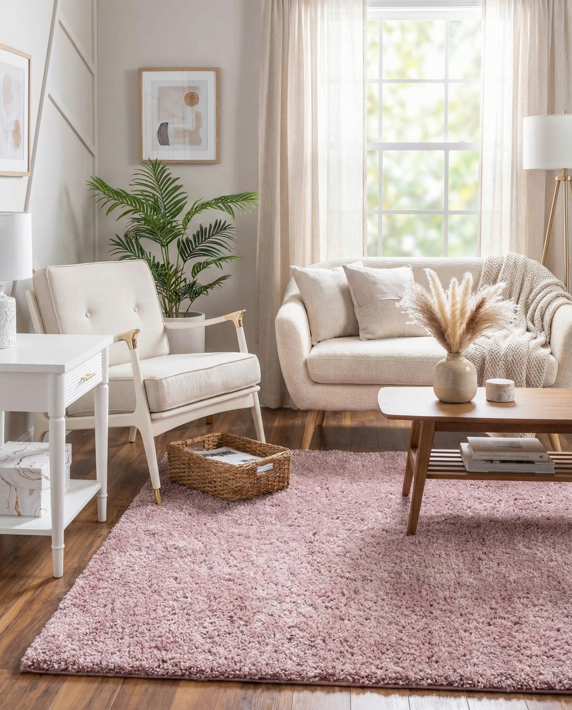  5' x 5' Soft Solid Shag Square Rug