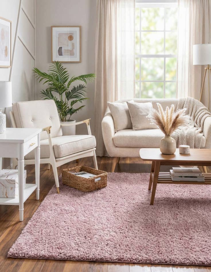 Detail image of  5' x 5' Soft Solid Shag Square Rug