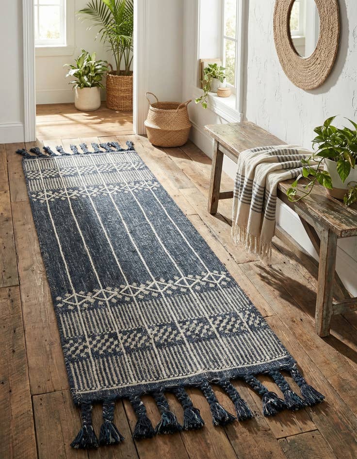 Detail image of 2' 2 x 6' 7 Easy-Clean Eco Bohemian Indoor / Outdoor Runner Rug