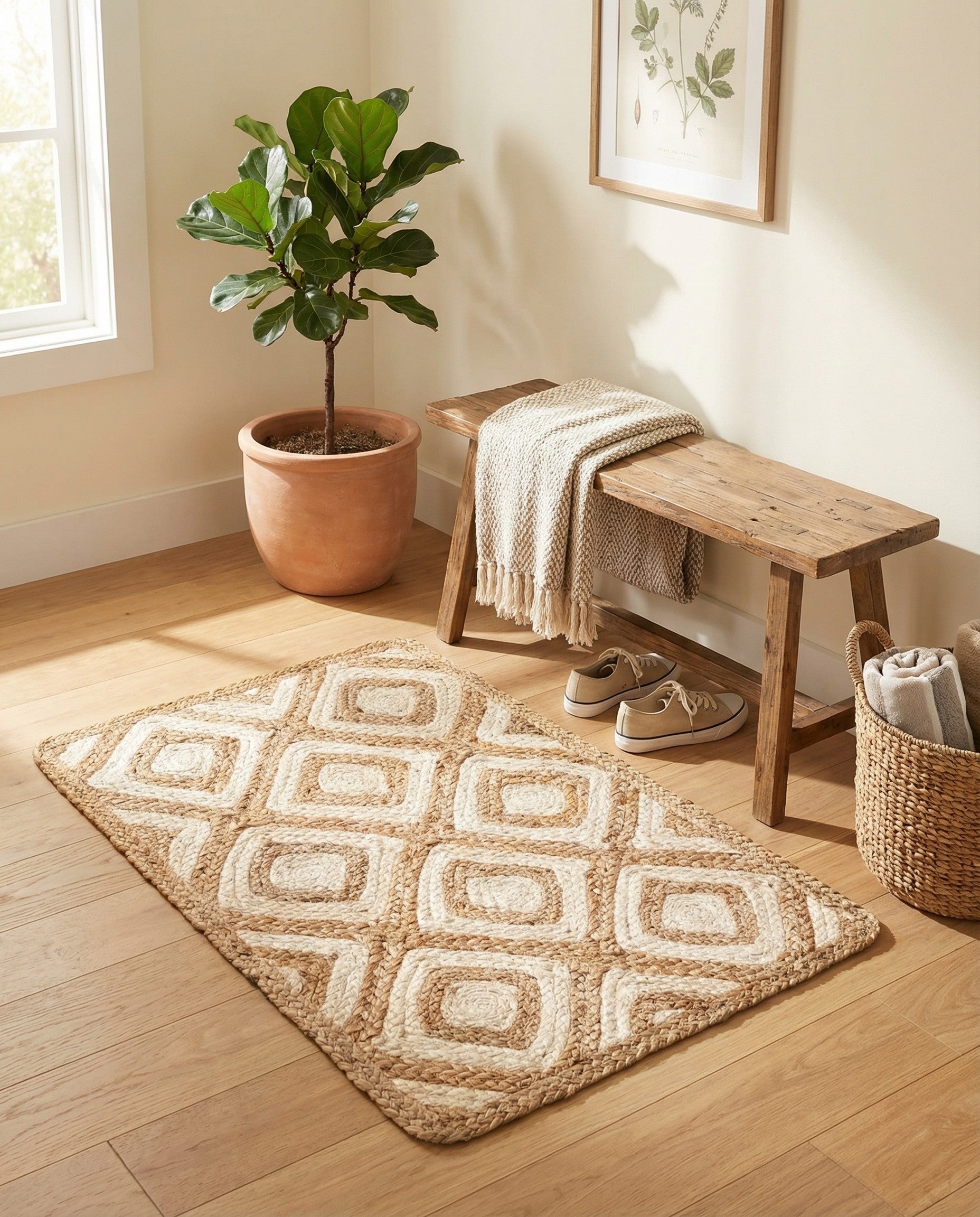  2' x 3' 1  Hand Braided Jute Rug