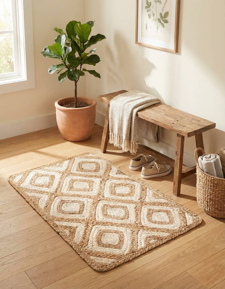 Detail image of  2' x 3' 1  Hand Braided Jute Rug