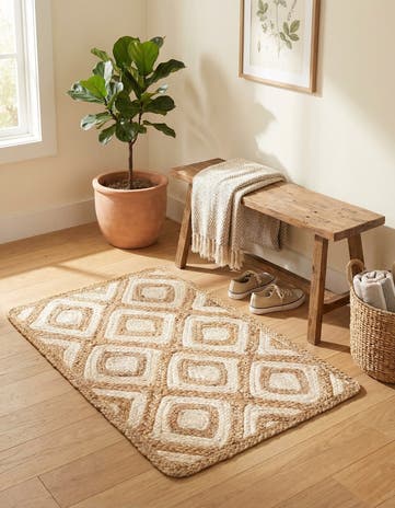 2' x 3' 1 Handmade Braided Jute Rug