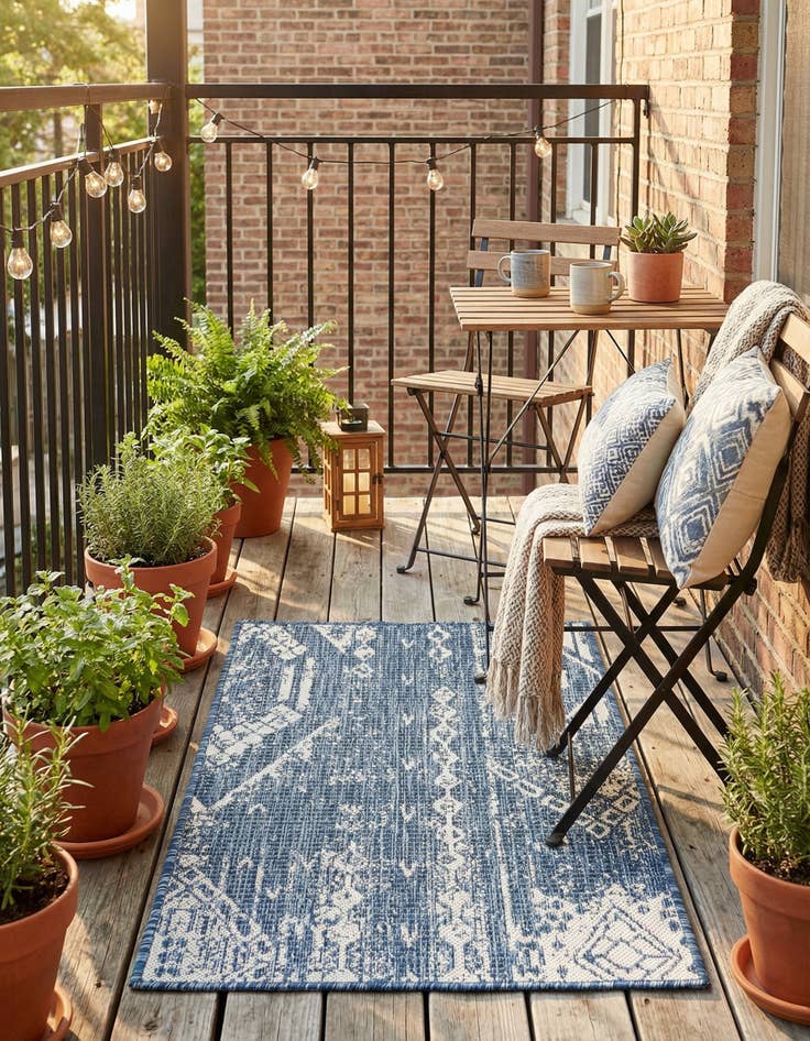 Detail image of 2' x 3' Easy-Clean Bohemian Indoor / Outdoor Rug
