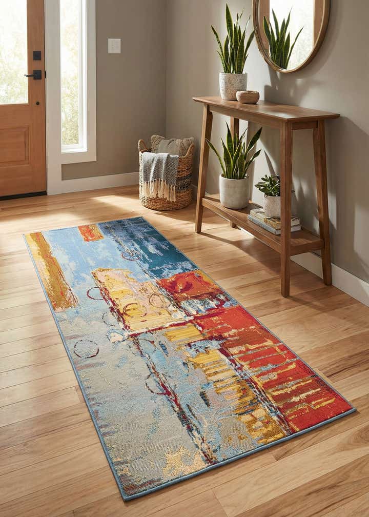 2' 7 x 5' 3 Easy-Clean Modern Indoor / Outdoor Runner Rug