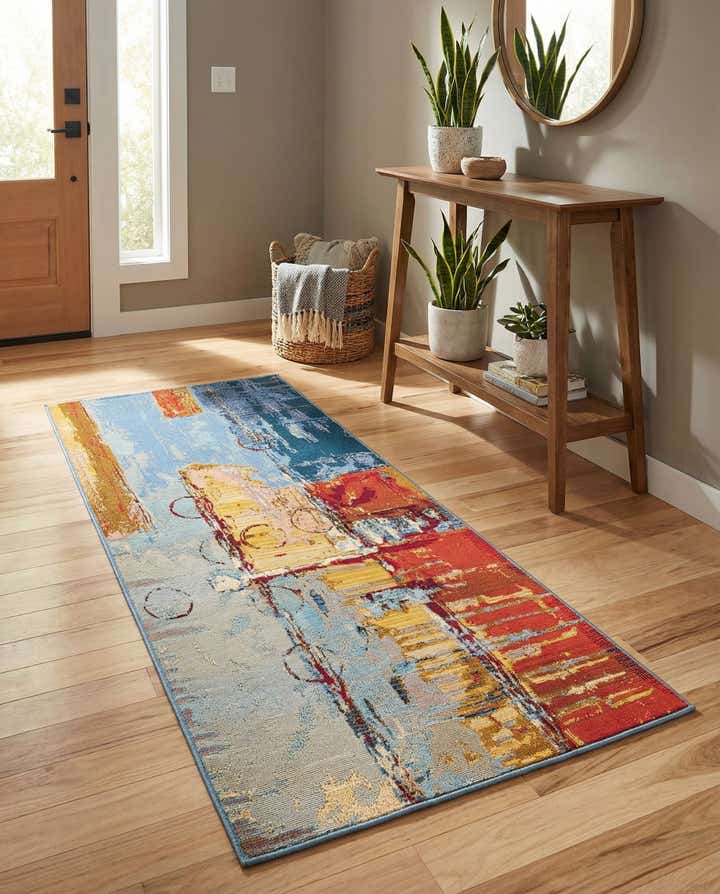 2' 7 x 5' 3 Easy-Clean Modern Indoor / Outdoor Runner Rug