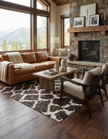 5' 2 x 8' 2 Cowhide Leather Rug