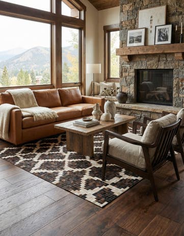 5' 2 x 8' 2 Cowhide Leather Rug