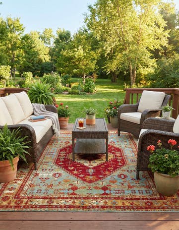 7' 10 x 10' Easy-Clean Traditional Indoor / Outdoor Rug