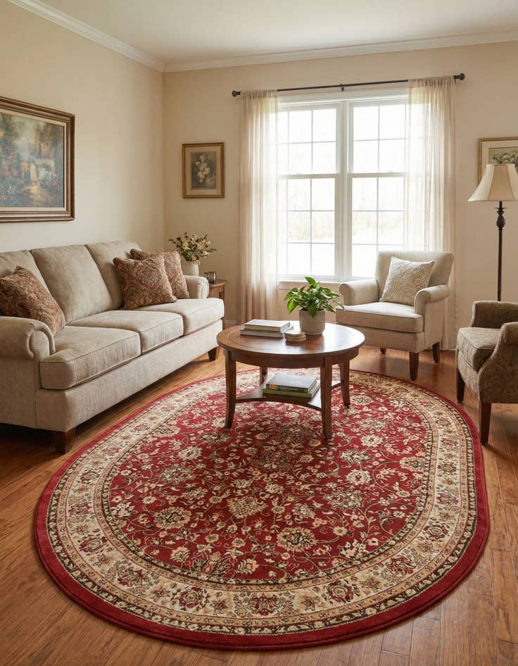 Detail image of 7' 10 x 10' Kashan Design Oval Rug