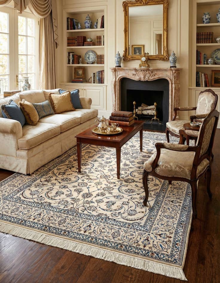 Detail image of 5' 4 x 7' 9 Hand Knotted Nain Rug