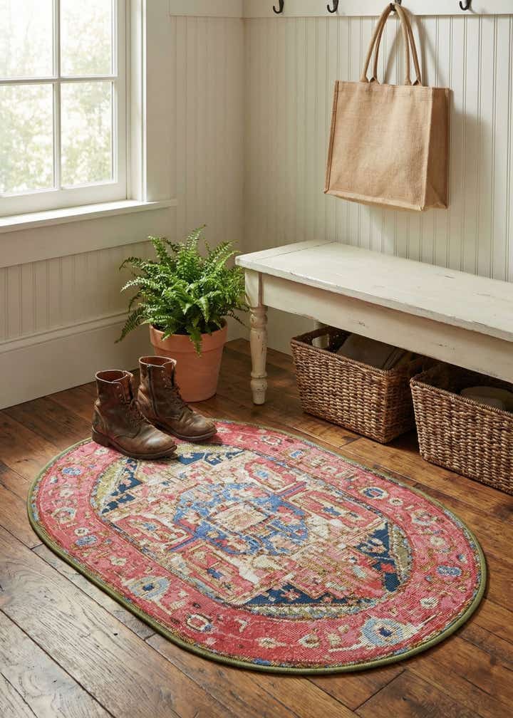2' 2 x 3' Easy-Clean Traditional Indoor / Outdoor Oval Rug