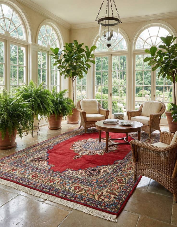 Detail image of 7' 3 x 10' 8 Hand Knotted Kashan Oriental Wool Rug