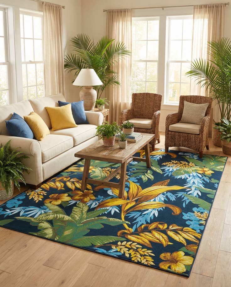 Detail image of 7' x 10' Easy-Clean Botanical Indoor / Outdoor Rug