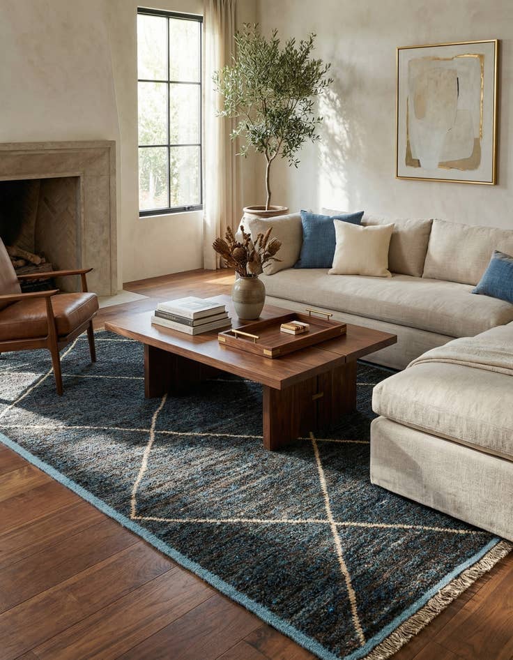 Detail image of 6' 1 x 9' 6  Hand Knotted Moroccan Wool Rug