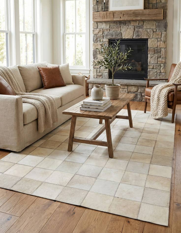 Detail image of  4' x 5' 10 Cowhide Stocks Rug