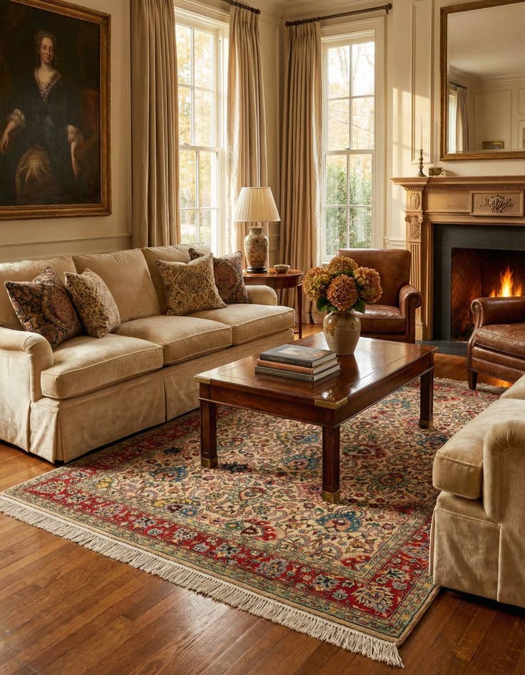 Detail image of  4' 11 x 6' 10  Hand Knotted Lahour Wool Rug