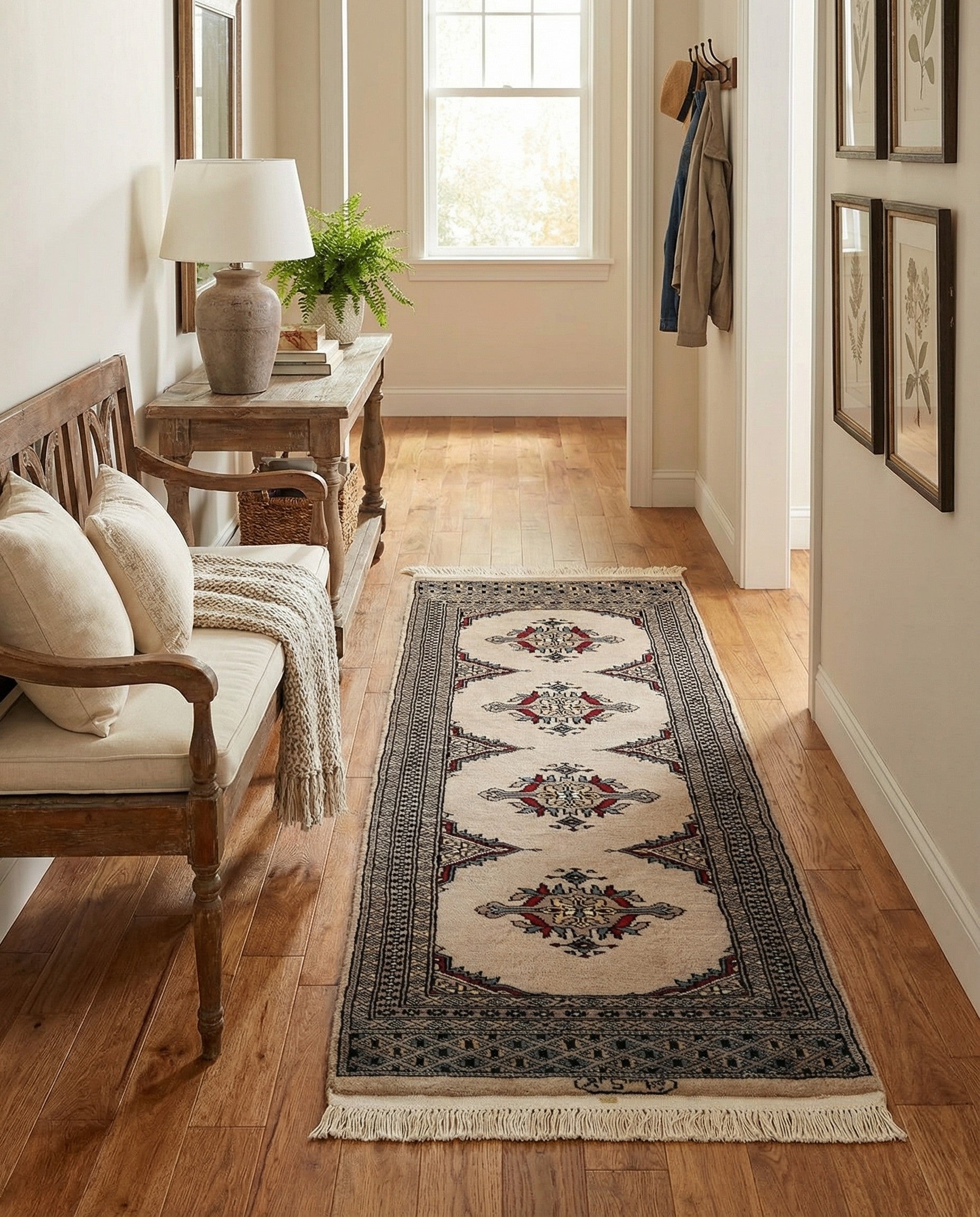  2' x 3' 11  Hand Knotted Bokhara Wool Runner Rug